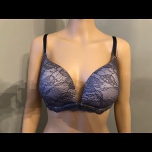 VS Biofit Push-up 34DD lace overlay deep gray